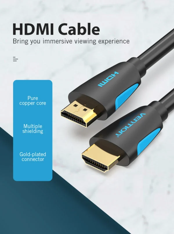 VENTION VAA-M02-B1500 4K HDMI Cable (15 Meter) High-Speed 18Gbps, Ultra HD, 3D, HDR, ARC
