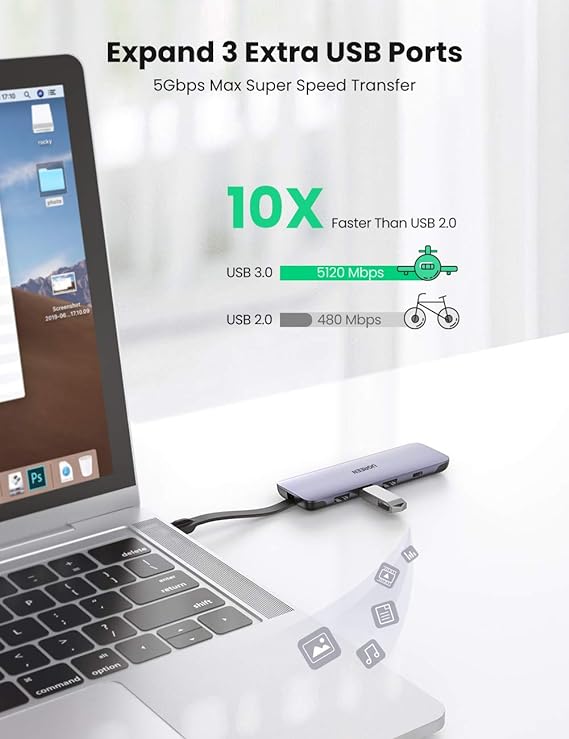 UGREEN 70408 5-in-1 USB-C to HDMI, 3x USB-A, PD, 100W Adapter