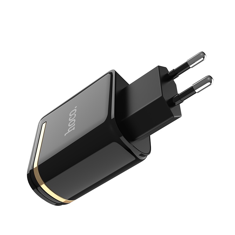 HOCO C39A 12W 2.4A Dual USB Charger with LED Display (Black) EU Plug