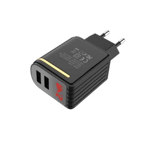 HOCO C39A 12W 2.4A Dual USB Charger with LED Display (Black) EU Plug