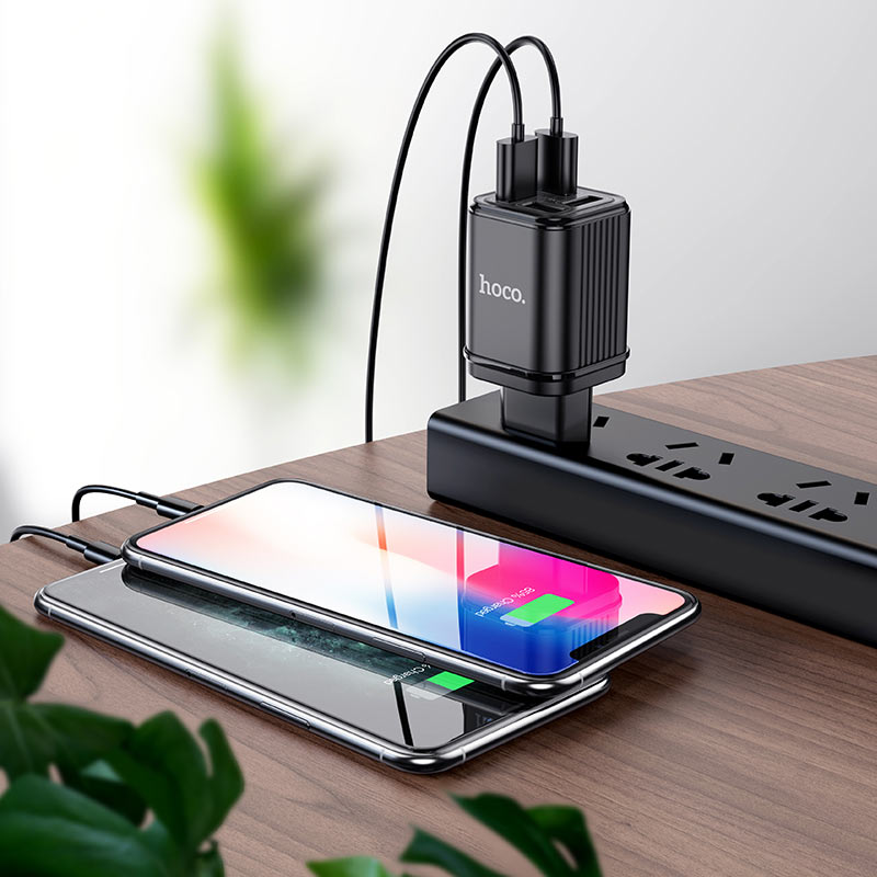 HOCO C84A Resolute 4-Port USB Wall Charger (Black) EU Plug