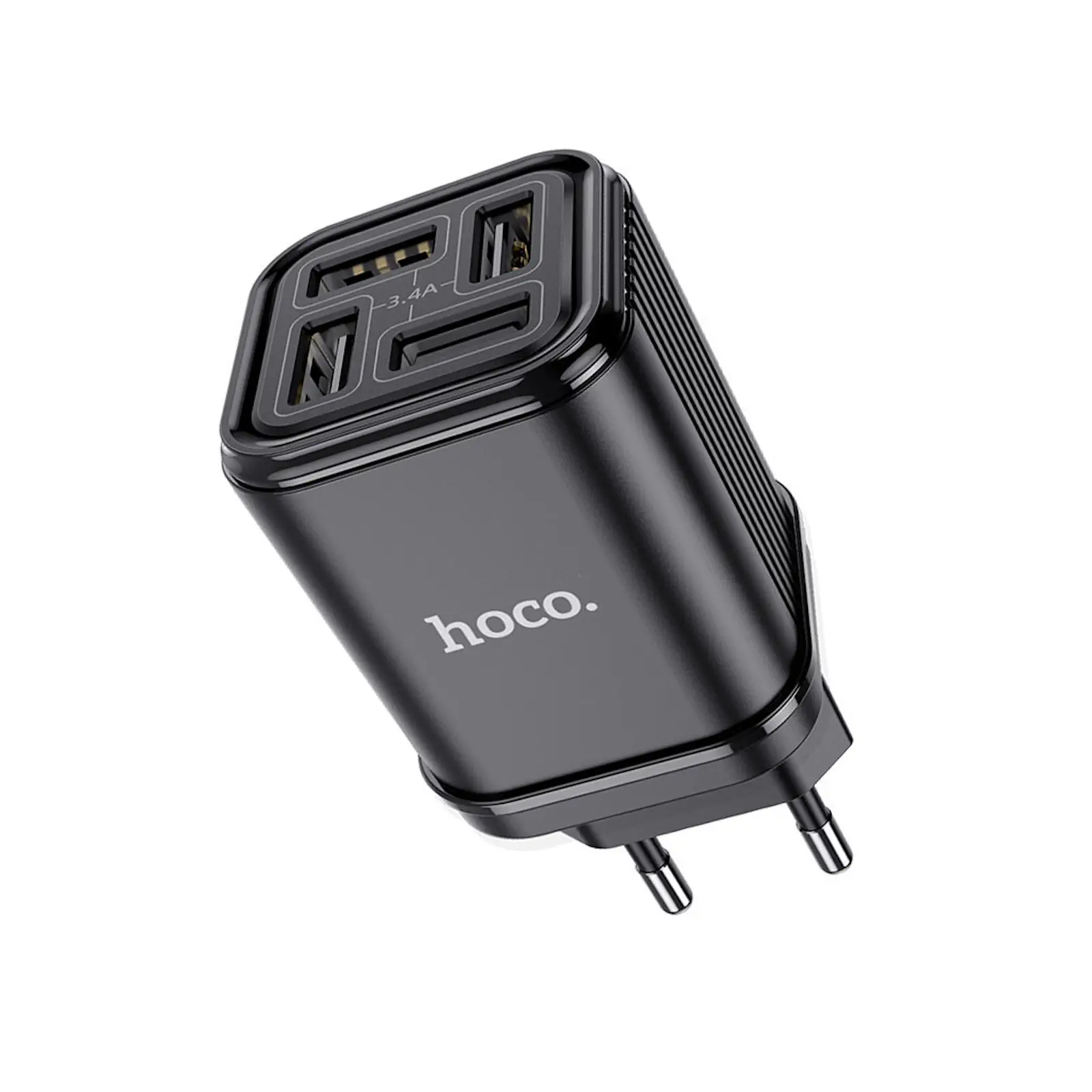 HOCO C84A Resolute 4-Port USB Wall Charger (Black) EU Plug