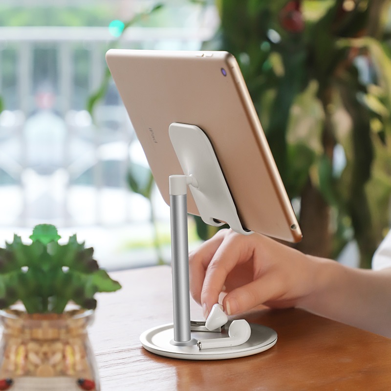 HOCO PH15 Tabletop Stand Premium Aluminum Alloy Holder in Silver for Smartphones & Tablets