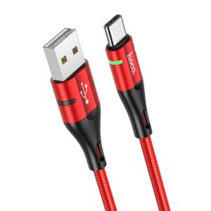 HOCO U93 SHADOW USB TO TYPE-C CHARGING DATA SYNC CABLE โ RED