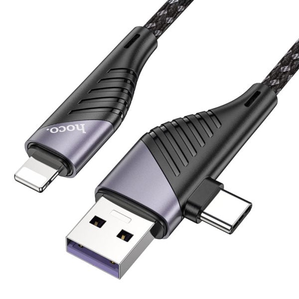 HOCO U95 2-IN-1 FREEWAY PD USB / TYPE-C TO LIGHTNING CHARGING DATA CABLE 1.2M