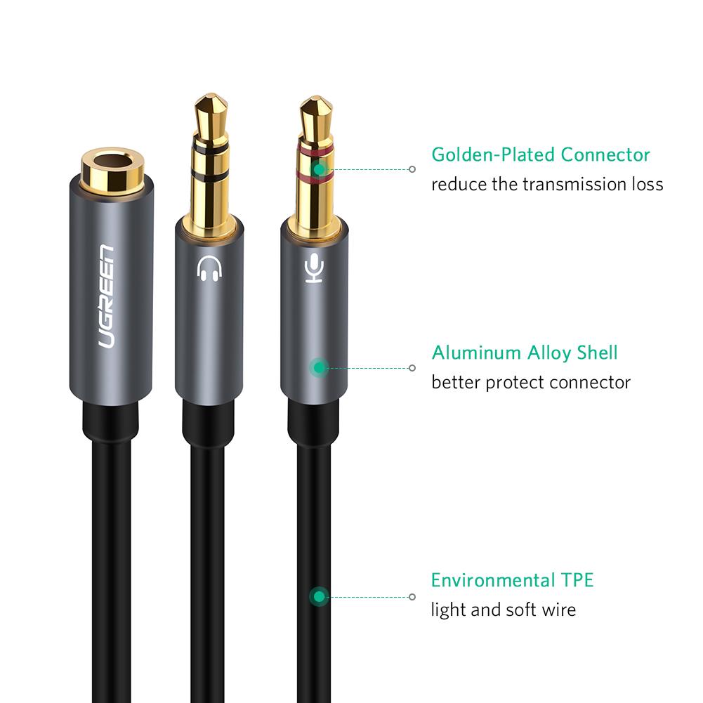 UGREEN 20899 3.5MM F/M TO 2 MALE AUDIO CABLE