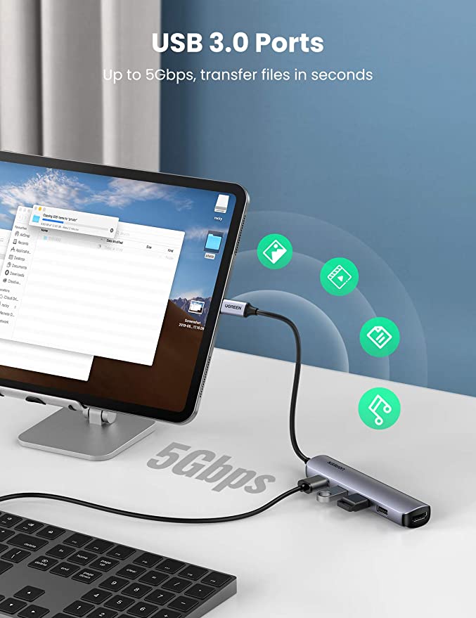 UGREEN 20197 USB C 5 in 1 Multiport Hub HDMI 4K@30Hz 3