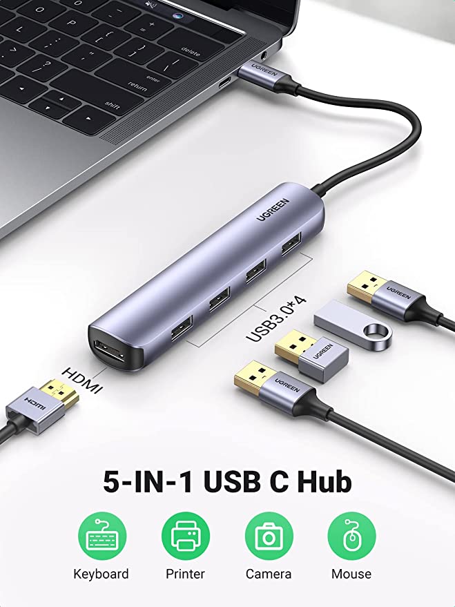 UGREEN 20197 USB C 5 in 1 Multiport Hub HDMI 4K@30Hz 5