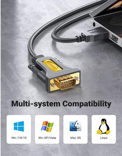 UGREEN 20222 USB TO DB9 RS-232 ADAPTER CABLE 2M