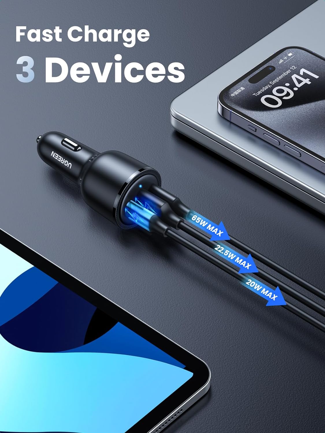 UGREEN 20467 USB C 69W FAST CAR CHARGER3