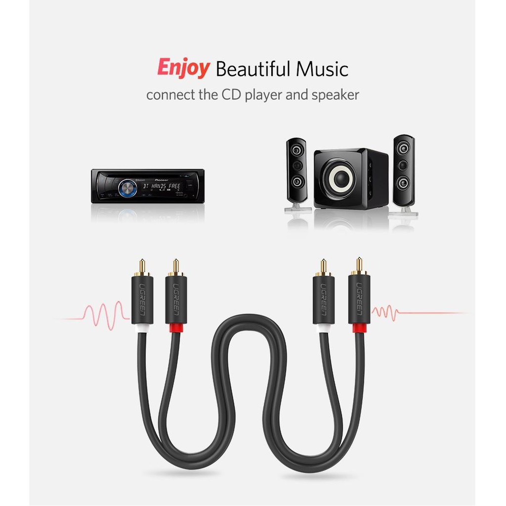 UGREEN 30747 2RCA Male to 2RCA Male Cable (1 Meter)