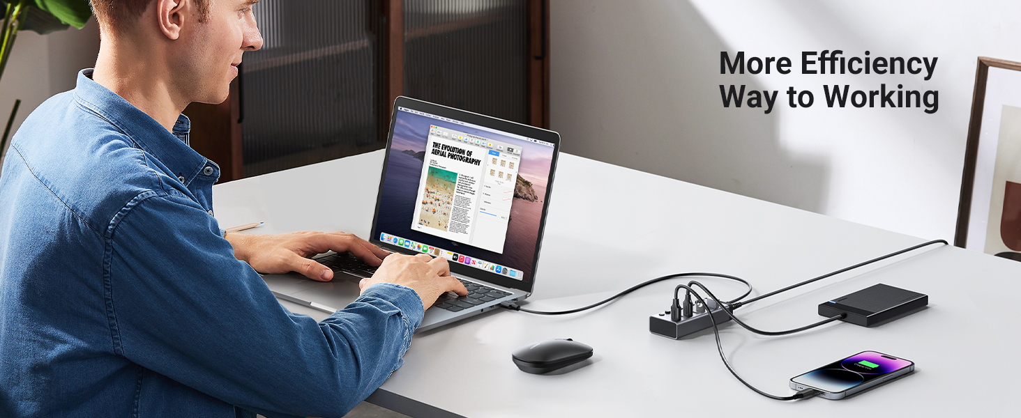 UGREEN 30778 7 Port USB 3.0 Adapter with 4 Smart Charging Ports 002