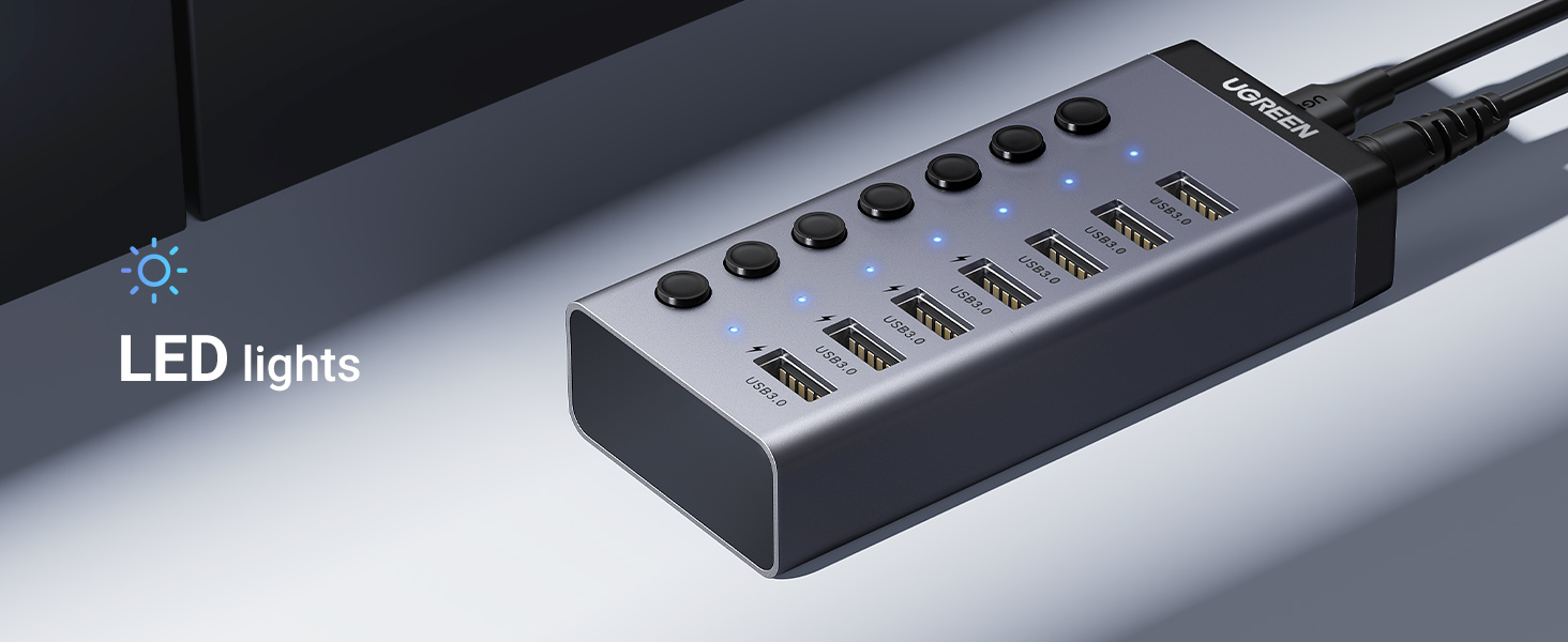 UGREEN 30778 7 Port USB 3.0 Adapter with 4 Smart Charging Ports 007