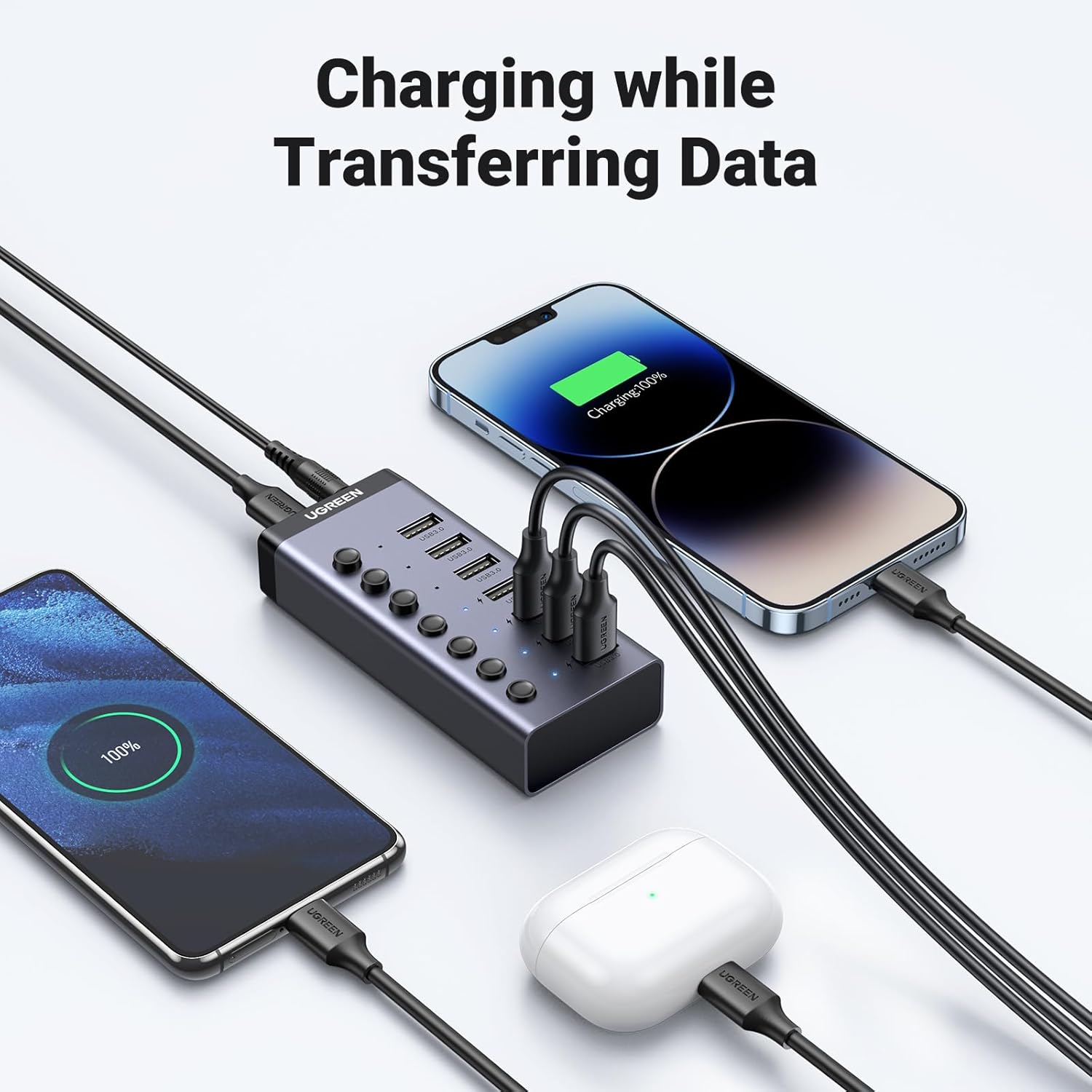 UGREEN 30778 7 Port USB 3.0 Adapter with 4 Smart Charging Ports 05