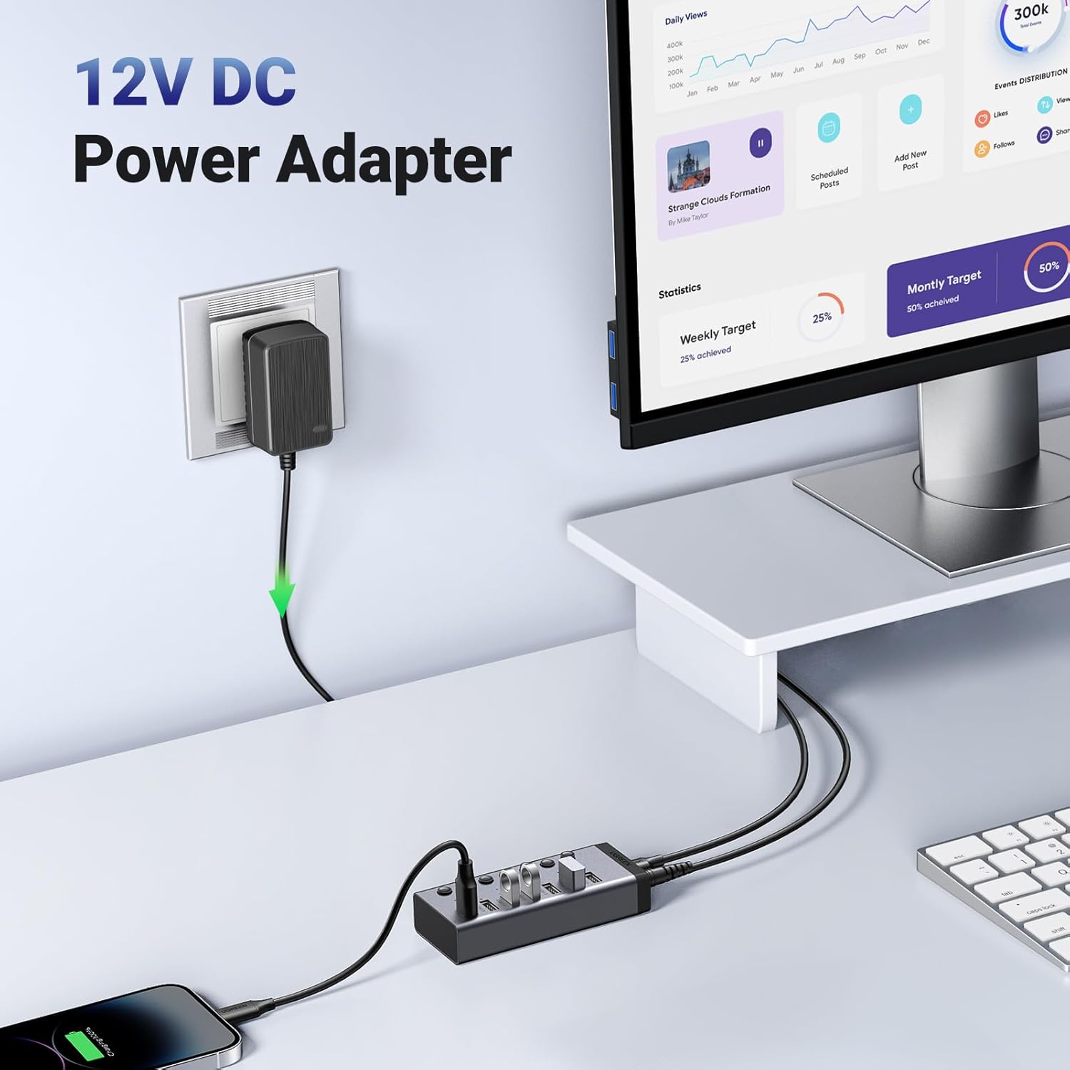 UGREEN 30778 7 Port USB 3.0 Adapter with 4 Smart Charging Ports 07