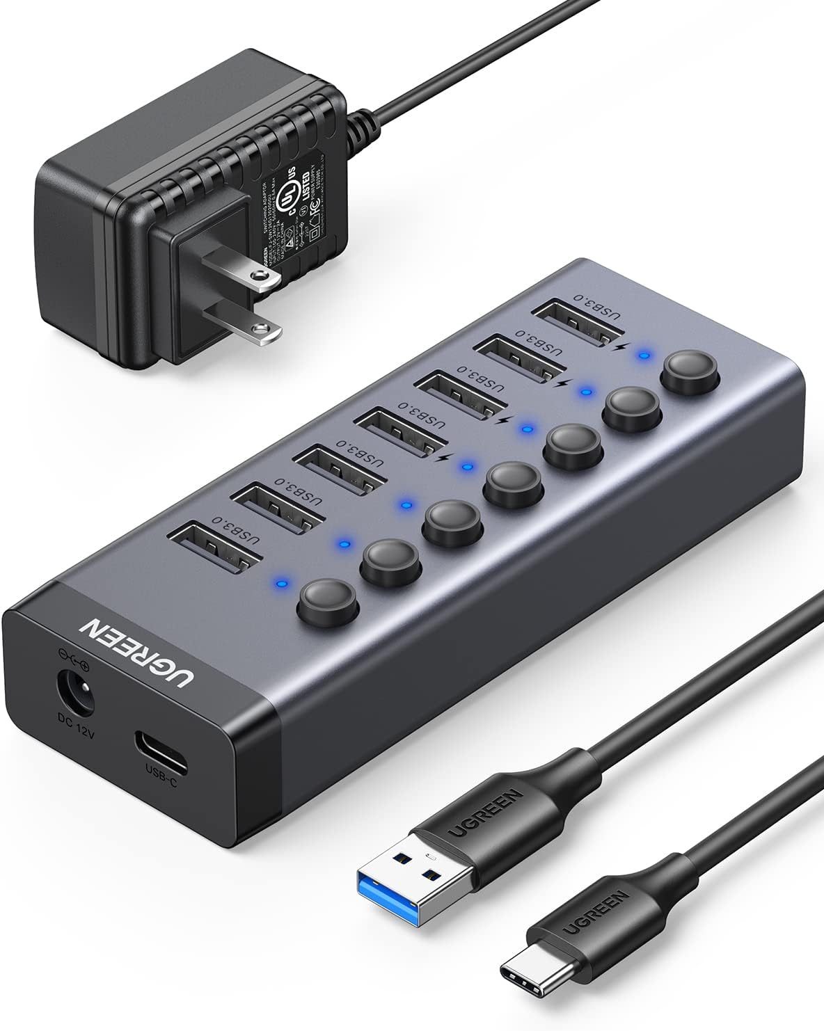 UGREEN 30778 7 Port USB 3.0 Adapter with 4 Smart Charging Ports 09