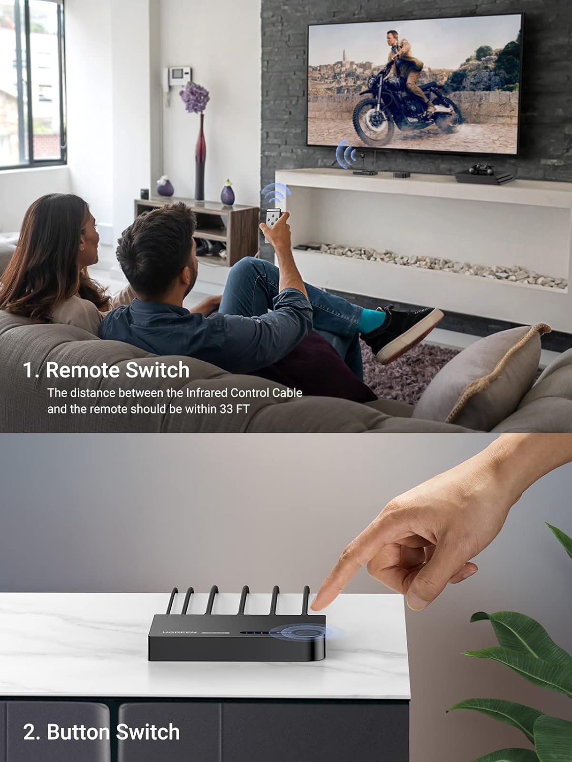 UGREEN 40234 3 In 1 Out 4K HDMI Switcher Splitter Hub 04