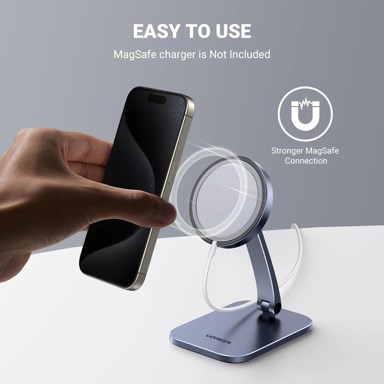 UGREEN 40290 Phone Stand for MagSafe Charger Adjustable Aluminum Charging Stand 02