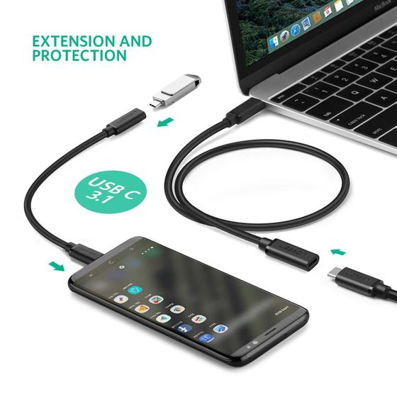 UGREEN 10387 USB 3.2 Gen 2 100W Type-C Male To Female Extension Cable (1 Meter)