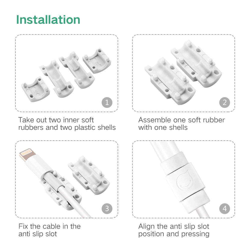 UGREEN 40705 Cable Protector USB Cable Saver Charging Cord Protector for Lightning / Micro USB / Type-C cables