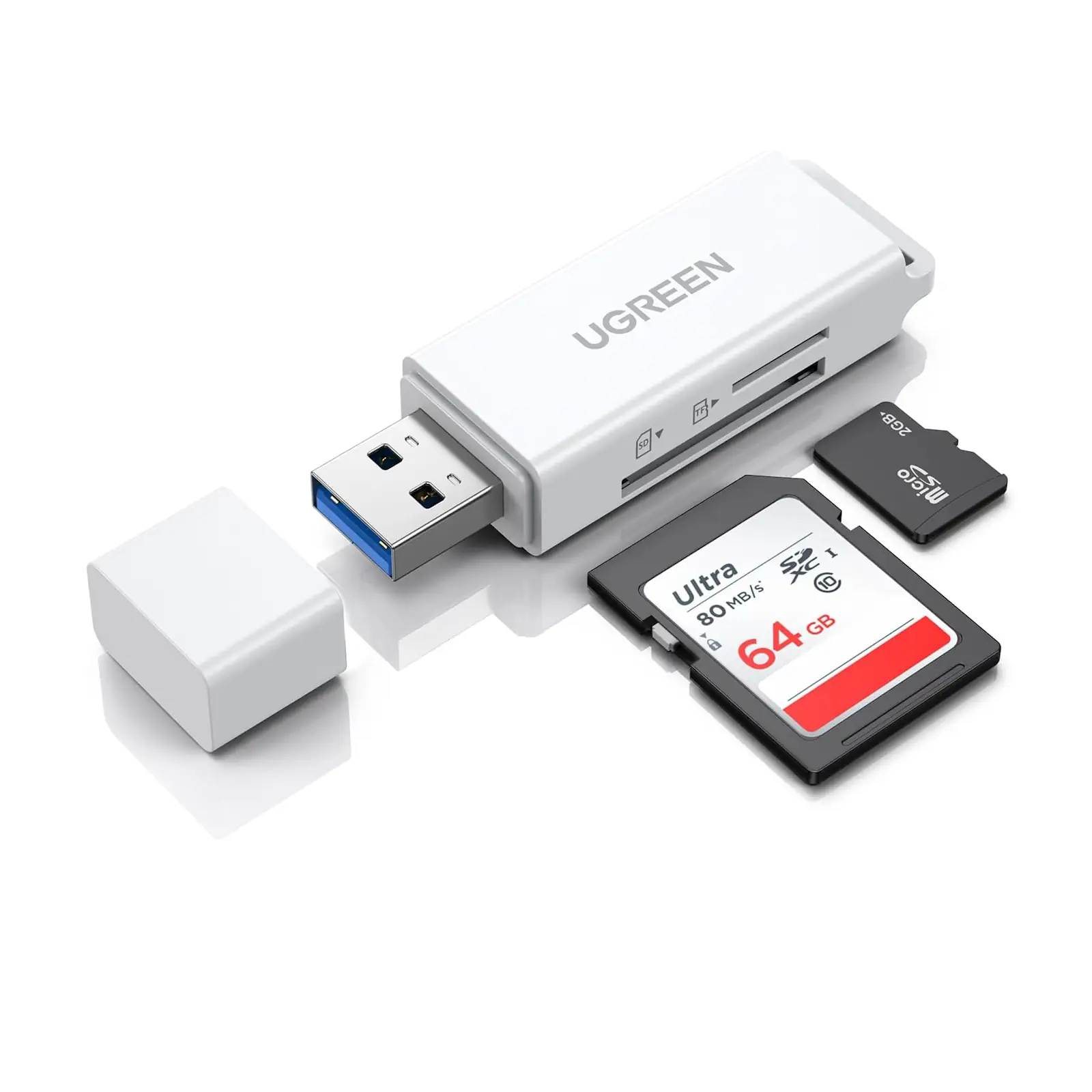 UGREEN 40753 USB 3.0 SD Dual-Slot Memory Card Reader Adapter Supports SD, Micro SD, SDHC, SDXC, Micro SDHC
