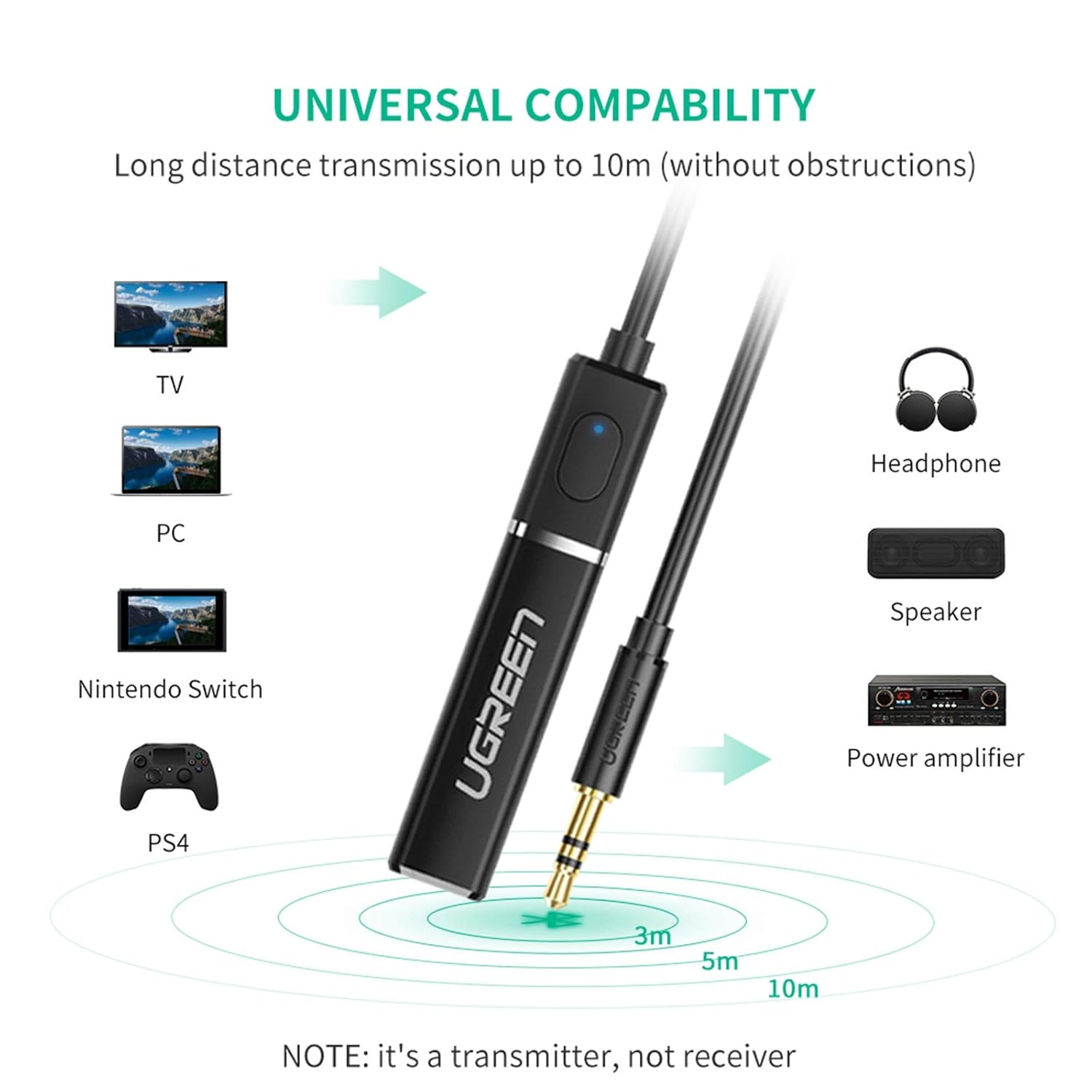 UGREEN 40761 Bluetooth Transmitter 4.2 Wireless Audio Music Adapter 02