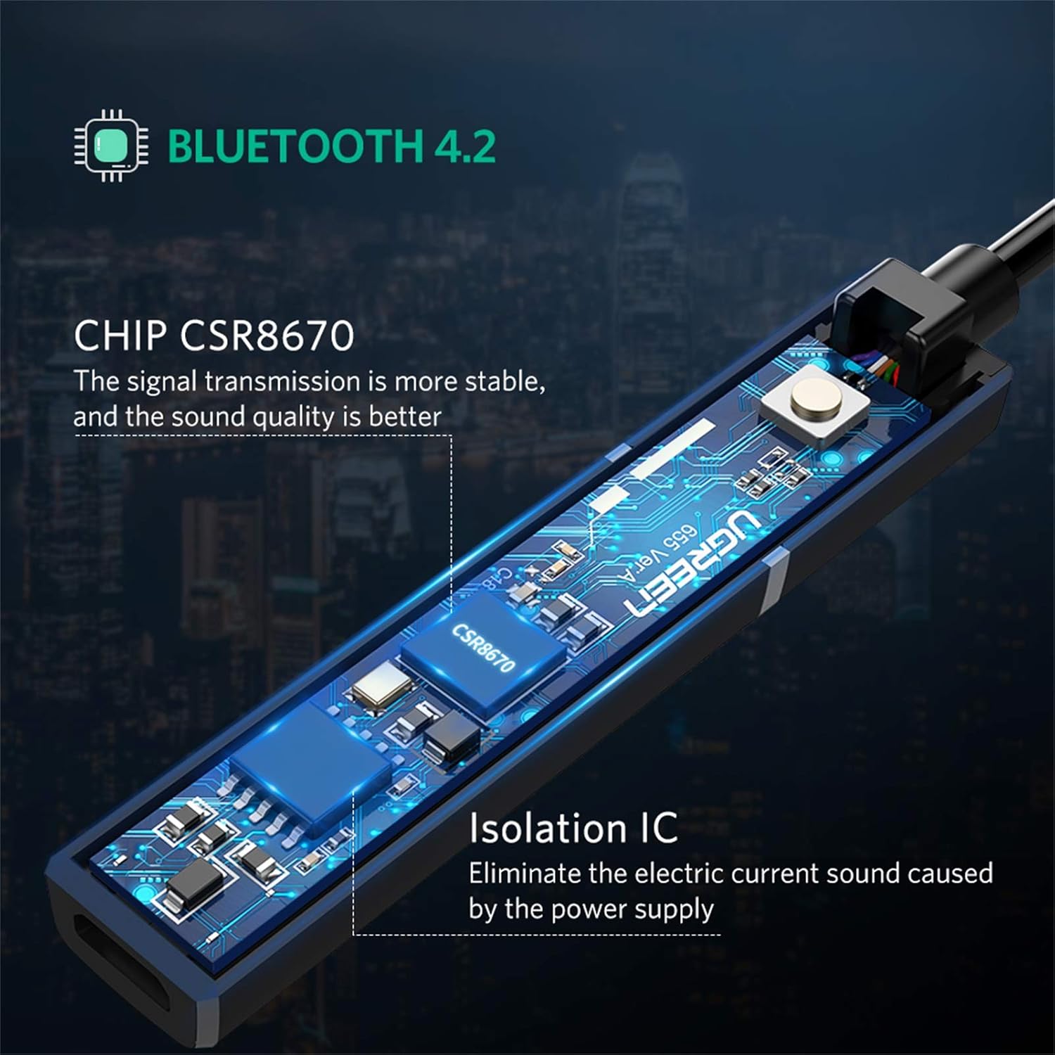 UGREEN 40761 Bluetooth Transmitter 4.2 Wireless Audio Music Adapter 07