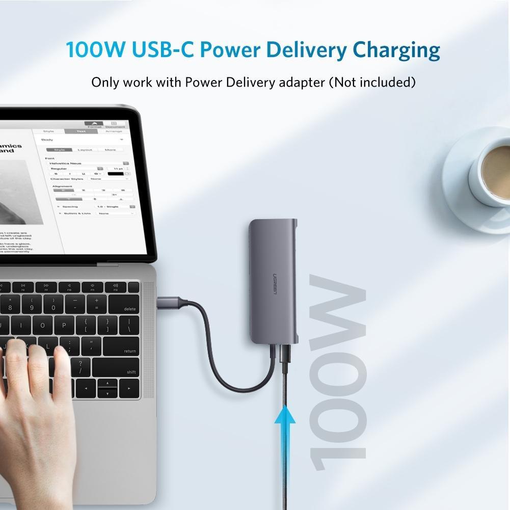 UGREEN 40873 9-IN-1 USB-C to Multifunction Adapter with RJ45 Ethernet Port and SD/TF Card Reader