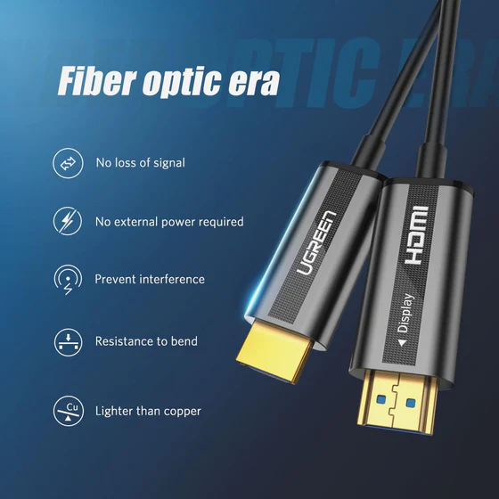 UGREEN 50215 HDMI CABLE WITH OPTICAL FIBER CONDUCTOR 15M3