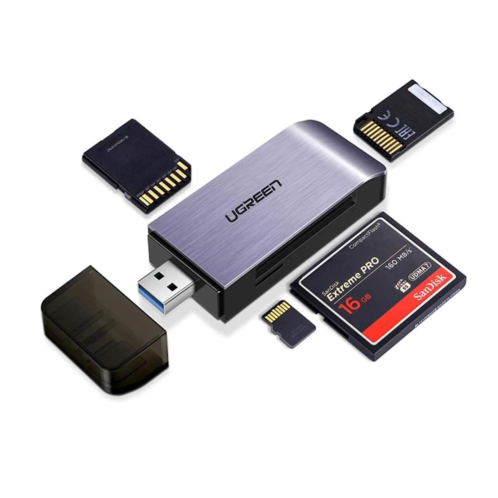 UGREEN 50541 USB 3.0 4-in-1 High-Speed SD Card Reader Adapter Supports CF, SD, Micro SD, MS, UHS-I, SDXC, SDHC