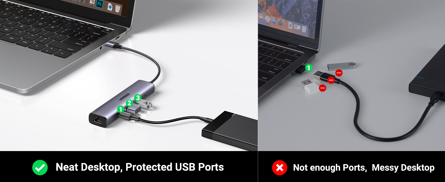UGREEN 60554 USB 3.0 To Gigabit Ethernet Adapter 5 In 1 Multiport Hub UGREEN 60554 USB 3.0 To Gigabit Ethernet Adapter 5 In 1 Multiport Hub