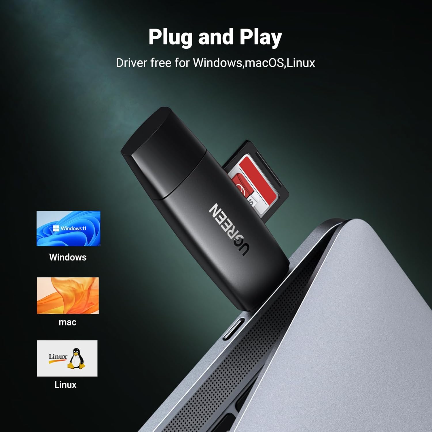 UGREEN 80191 SD Card Reader 2-In-1 USB 3.0 USB C Memory Card Reader OTG Card Adapter