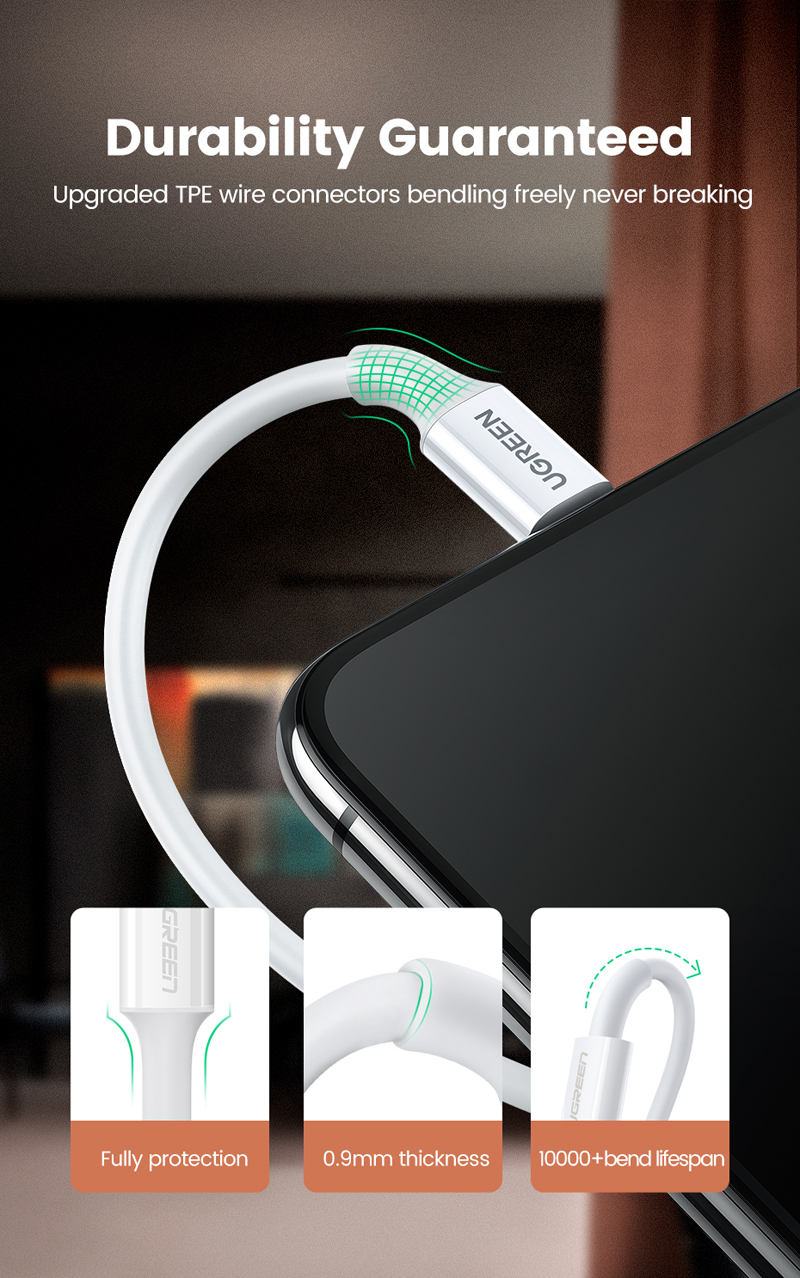 UGREEN 80822 USB-A to iPhone Lightning 2.4A Charging Cable (1 Meter) MFi Certified UGREEN 80822 USB-A to iPhone Lightning 2.4A Charging Cable (1 Meter) MFi Certified