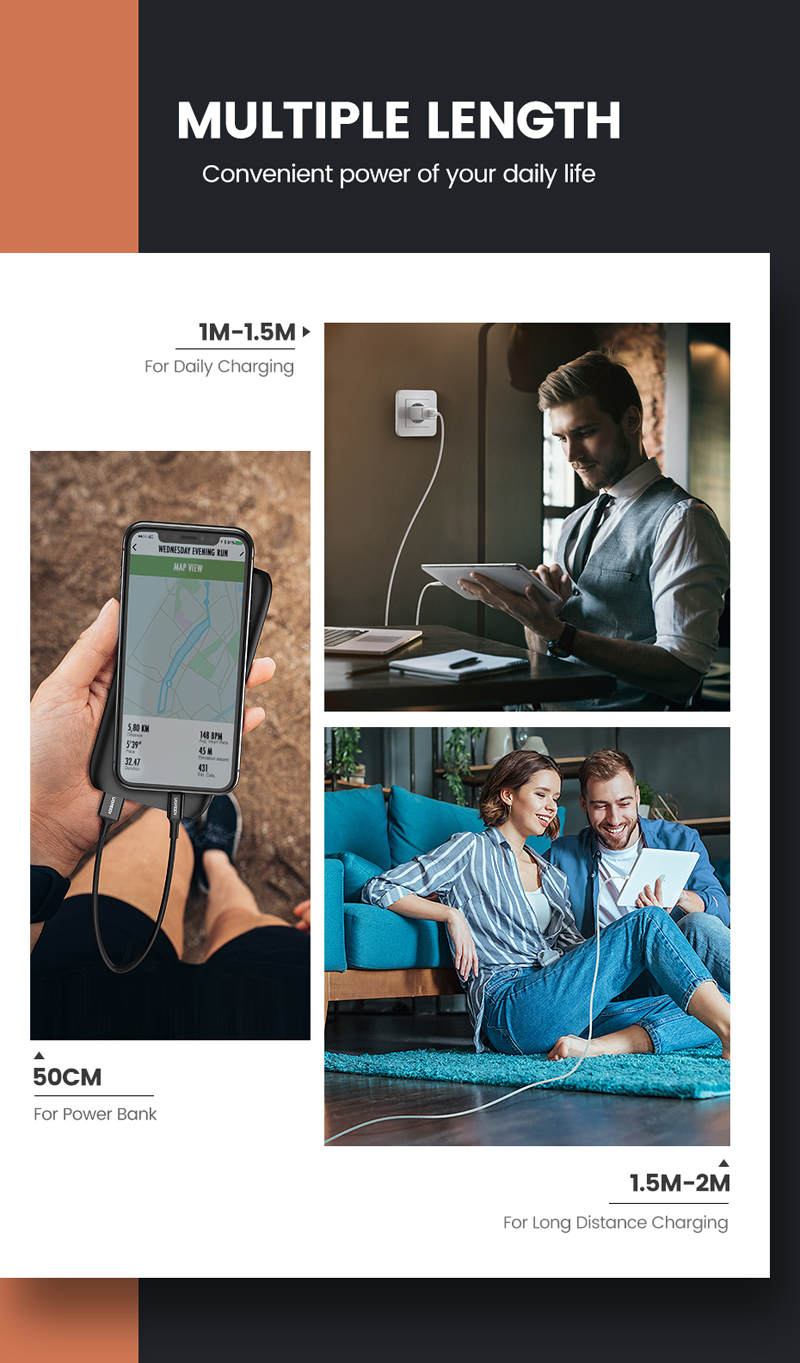 UGREEN 80822 USB-A to iPhone Lightning 2.4A Charging Cable (1 Meter) MFi Certified