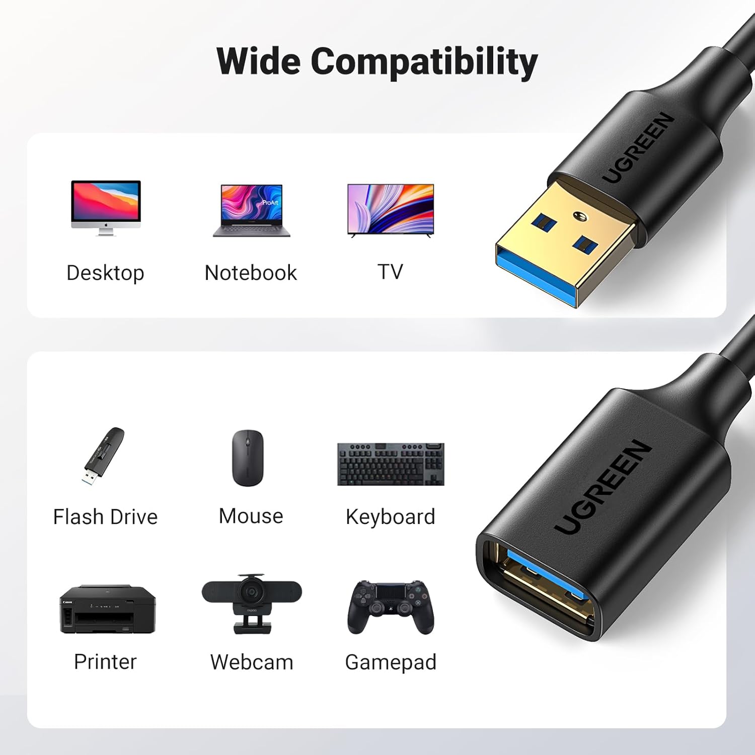 Buy UGREEN 90722 USB 3.0 Extension Cable (5 Meter) USB A Male to A Female Extender Online in Pakistan - UGREEN PK