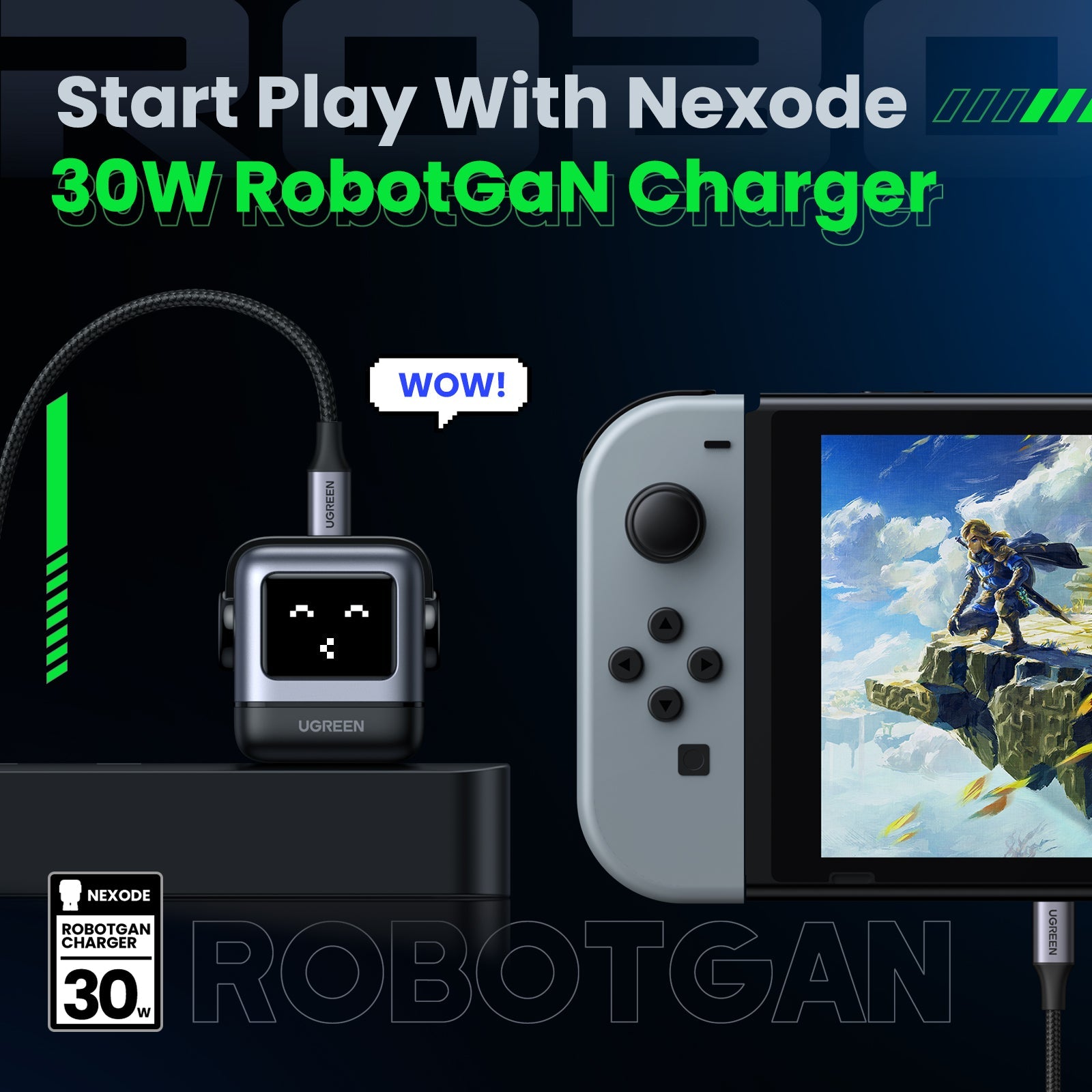 UGREEN 15550 Nexode RG 30W USB C GaN Charger (Gray)