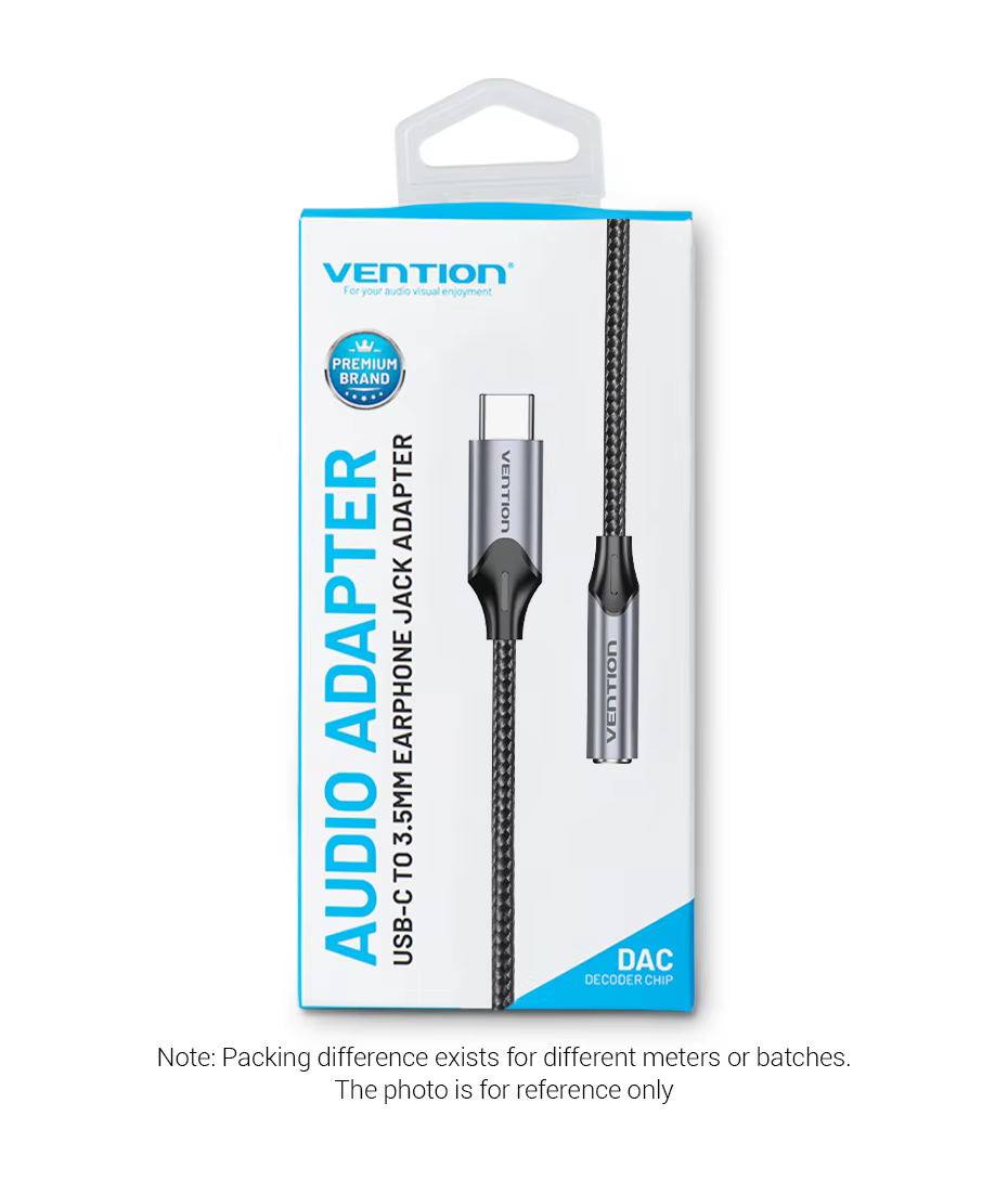 VENTION BGMHA USB-C to 3.5mm Jack DAC Adapter (0.1 Meter) Gray Aluminum Alloy