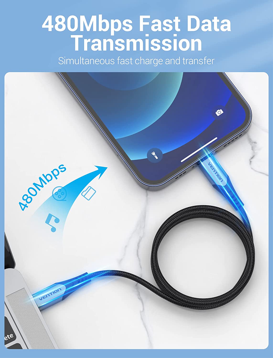 VENTION TACHG USB-C to Lightning Cable (1.5 Meter) MFi Certified, 3A Fast Charging, PD 18W