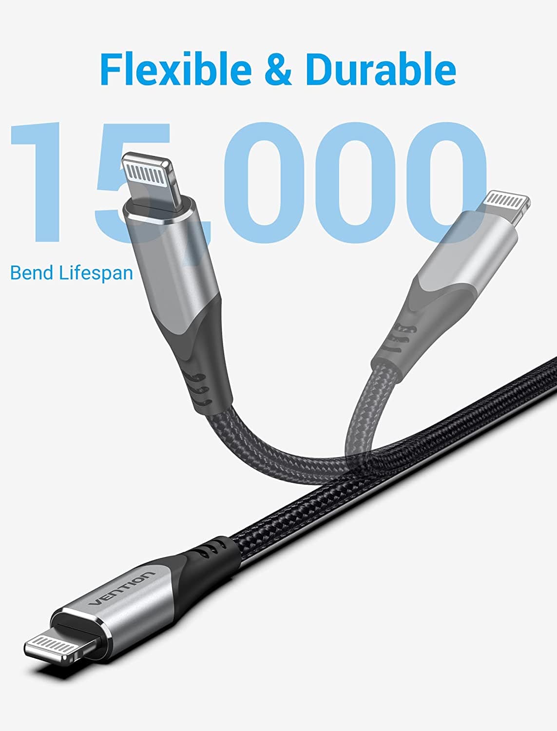 VENTION TACHG USB-C to Lightning Cable (1.5 Meter) MFi Certified, 3A Fast Charging, PD 18W