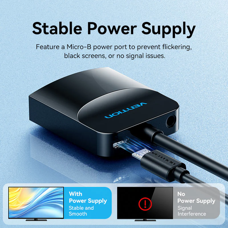 VENTION VGA to HDMI Converter with Female Micro USB and Audio Port