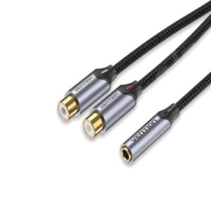 VENTION BCOHY BRAIDED 3.5MM FEMALE TO 2-FEMALE RCA AUDIO CABLE