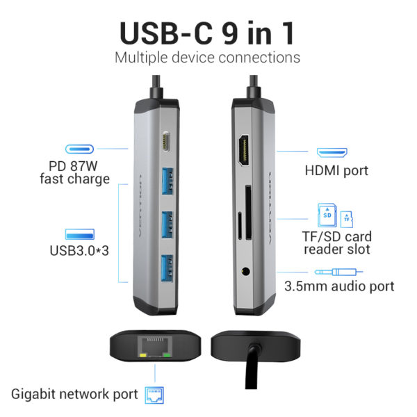 VENTION THAHB TYPE-C MULTIFUNCTIONAL ADAPTER 9 IN 1 DOCKING STATION