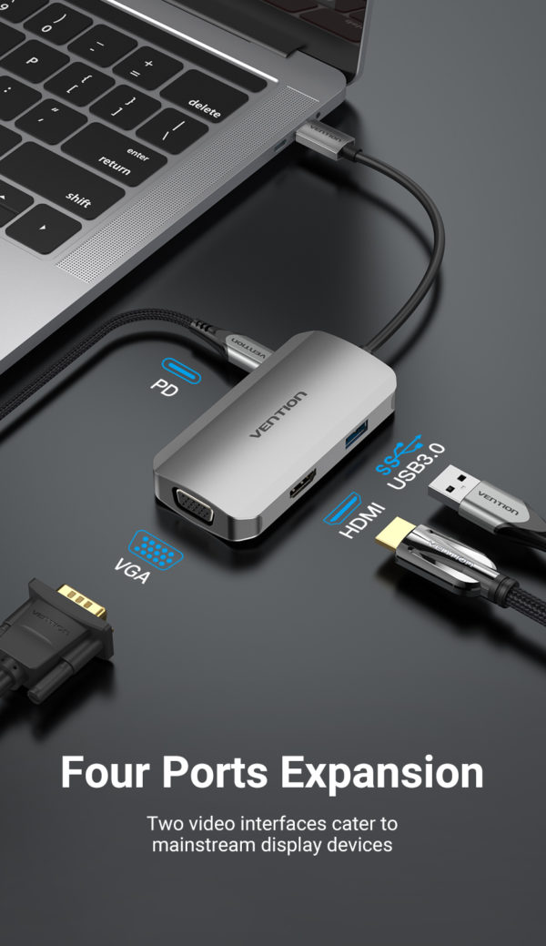 VENTION TOAHB MULTI-FUNCTION USB-C 4-IN-1 DOCKING STATIO