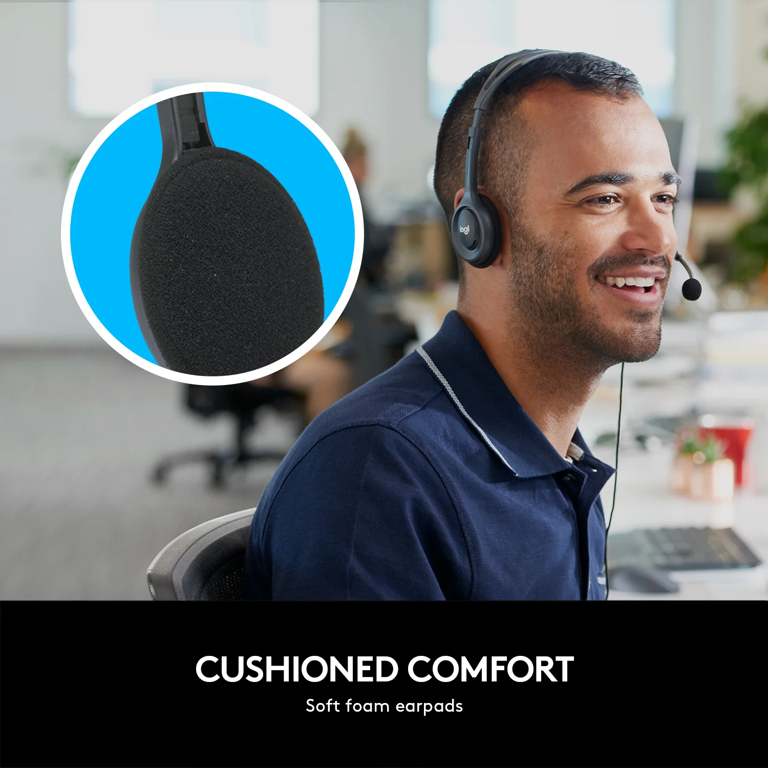 Logitech H111 Stereo Headset with Noise-Canceling Microphone 3.5mm Jack for PC, Laptop, Smartphone, Tablet
