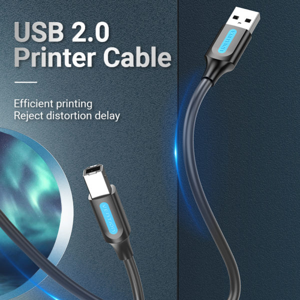 VENTION COQBJ USB 2.0 MALE TO USB PRINTER CABLE 5M BLK