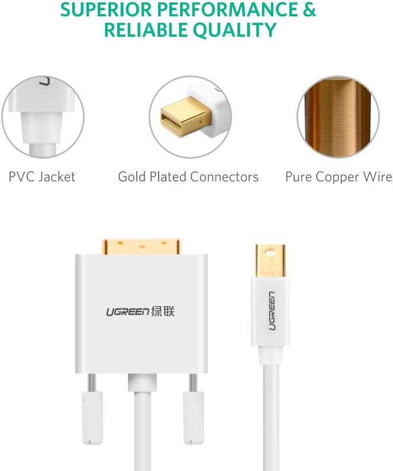 UGREEN 10405 Mini DisplayPort to DVI 24+1 Male Adapter (2 Meter)
