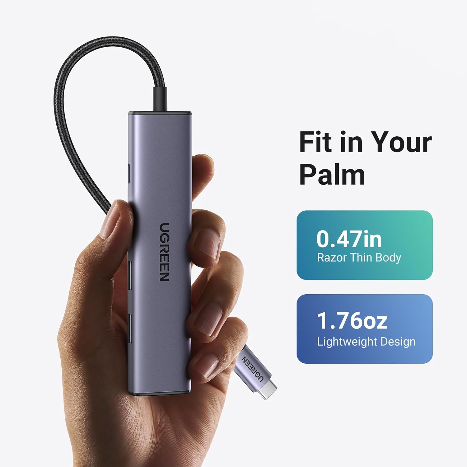 UGREEN 15495 Revodok 105 USB C Hub 5 in 1 Multiport Adapter 4K HDMI, 100W Power Delivery, 3 USB-A Data Ports