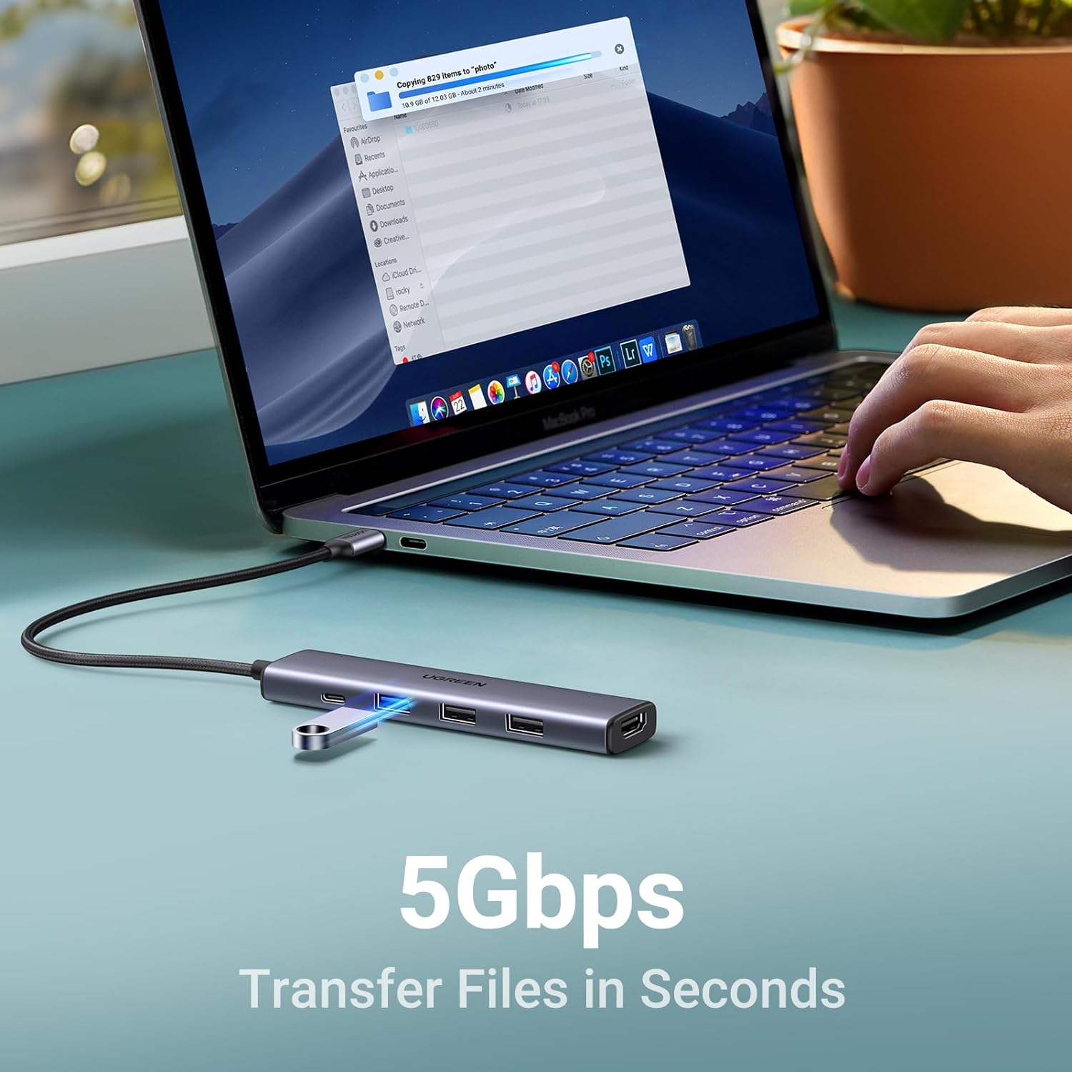 UGREEN 15495 Revodok 105 USB C Hub 5 in 1 Multiport Adapter 4K HDMI, 100W Power Delivery, 3 USB-A Data Ports
