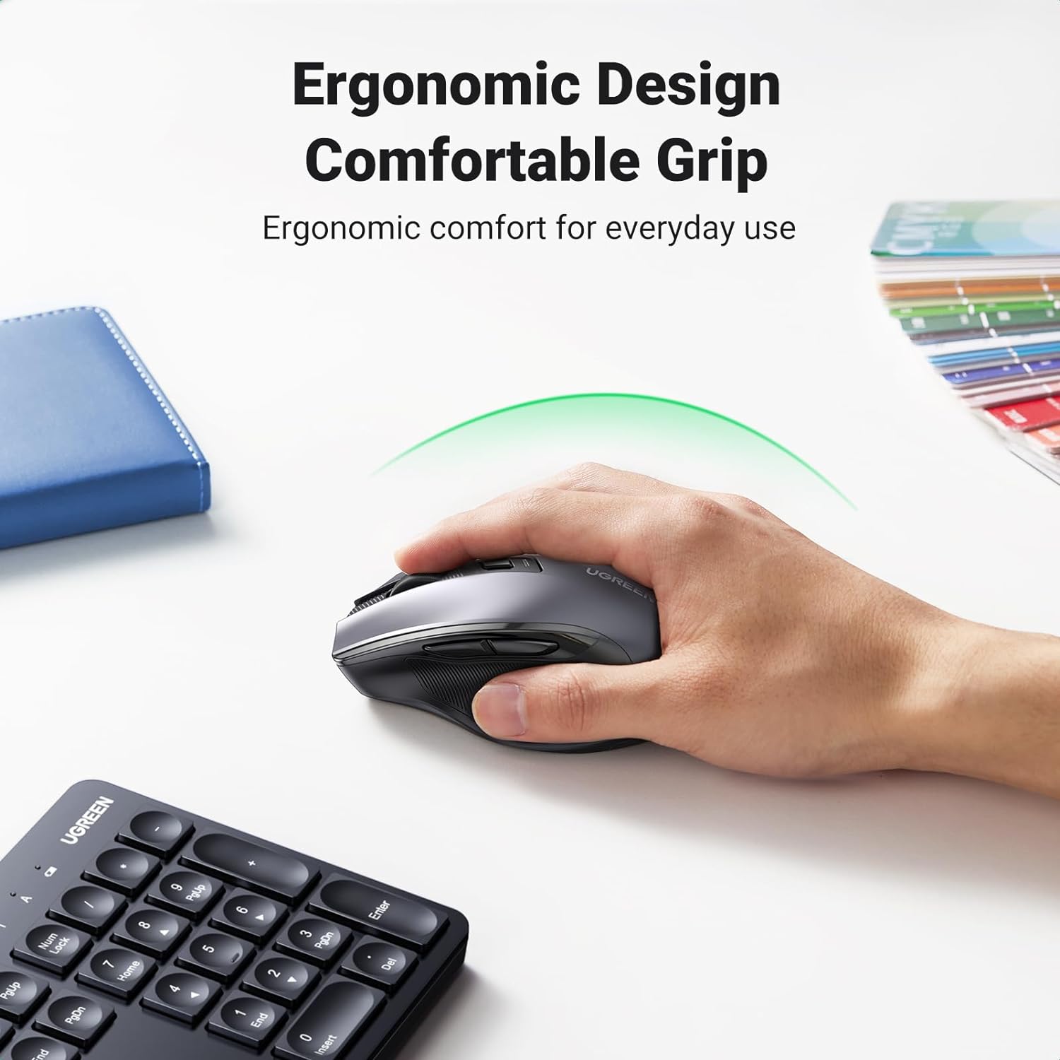 UGREEN 15659 Wireless Keyboard and Mouse Combo, 2.4GHz Ergonomic Keyboard Mouse