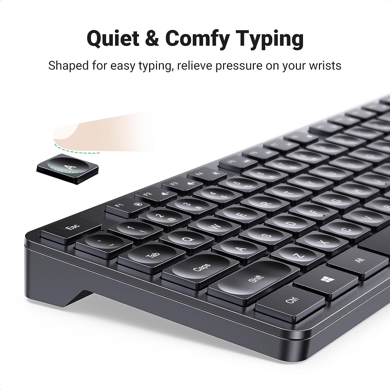 UGREEN 15659 Wireless Keyboard and Mouse Combo, 2.4GHz Ergonomic Keyboard Mouse
